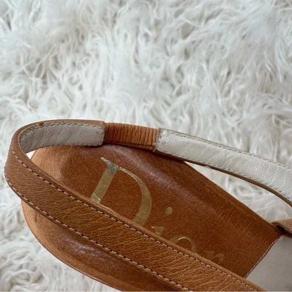 Vintage Christian Dior Tan and Pink Heels with Ribbon Bow - Picture 3 of 14